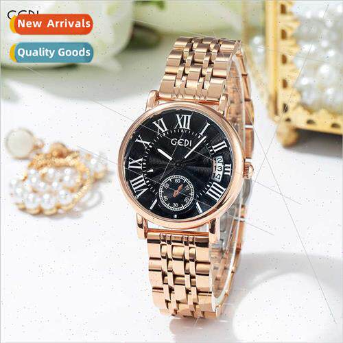 Calendar steel band quartz watch fashion business stainless
