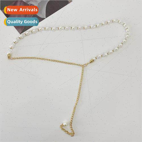 Japan sweet pearl ladies metal thin waist chain skirt decora