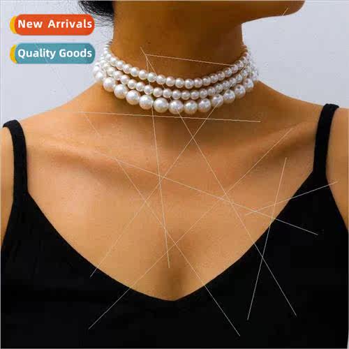 Popular jewelry mple three-piece pearl necklace imation pear