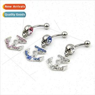 Diamonds Anchor Belly Piercing Ring Alloy Button Bel Jewelry