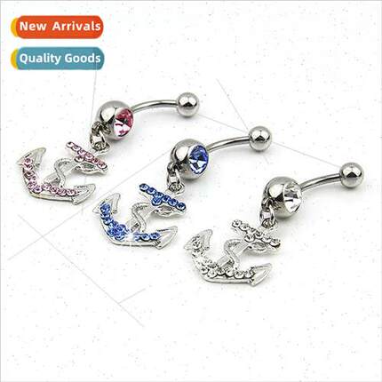 Piercing Jewelry Alloy Diamonds Anchor Belly Button Ring Bel