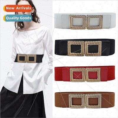 Elastic pairs buckle elastic waist seal Ms. wide decorative