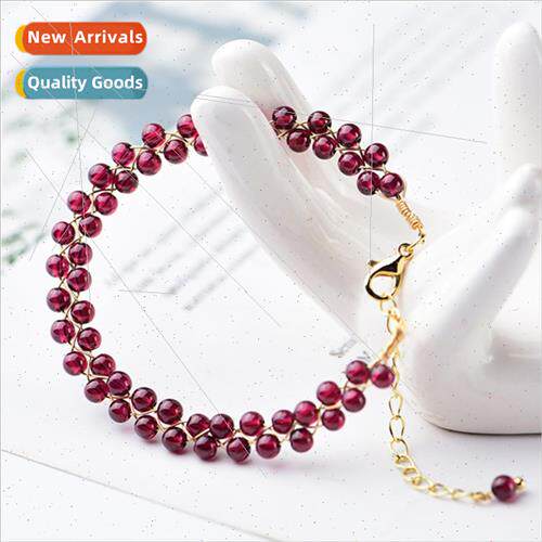 Natural Garnet Tourmaline Amethyst Tianhe Stone 14K Gold Wra