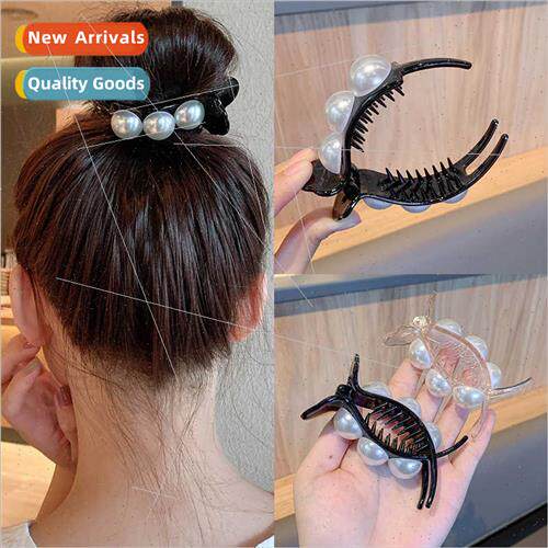 pearl hair clips female back head large hair grab shark clip