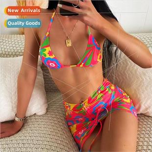 triangle cup bikini new sexy floral strap Europe2022 print