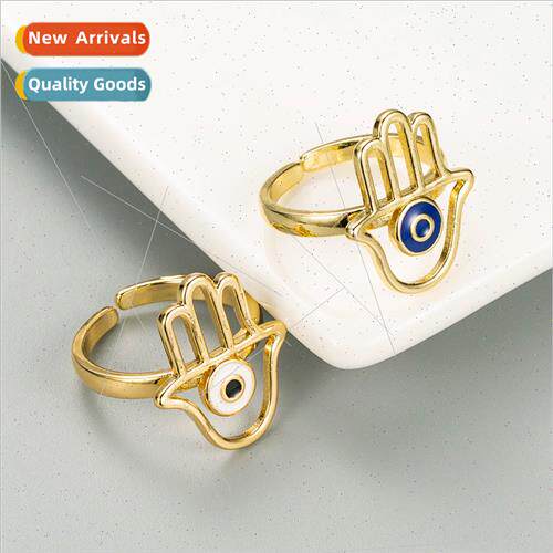 Europe personalized hollow palm drop oil devil eye ring ring