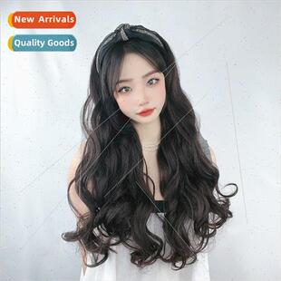 set hig long band half hair women curly type Europe head wig