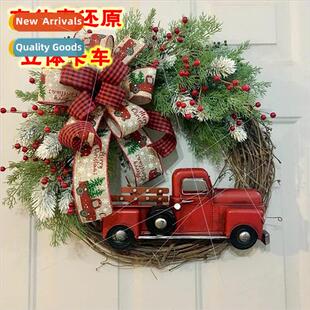 Red Bow Truck Dimensional Wreath Christmas