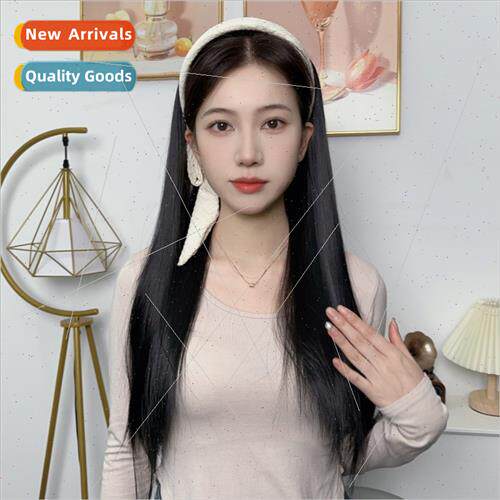wig female French vintage side floating hair band wig one-pi