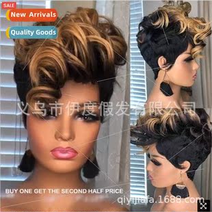 hair syn fluffy brown black curly short female new Europe