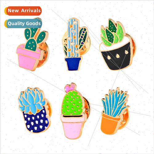 Funny Corsage Succulent Cactus Flower Alloy Oil Drip Brooch