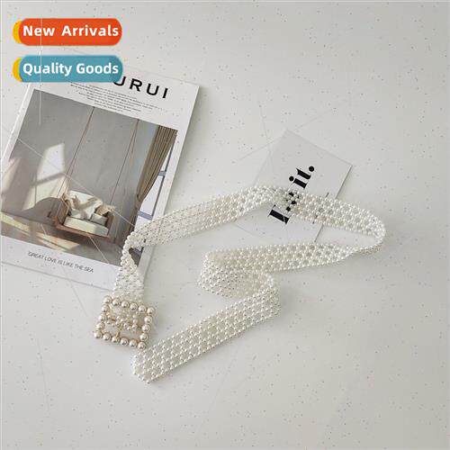 Dress decorative square buckle head fashion pearl waist chai
