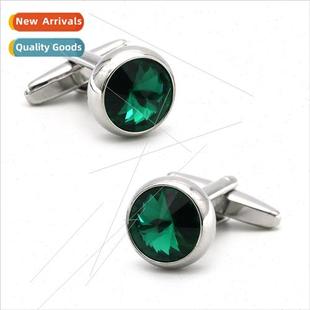 green round crystal gemstone weddin Korean cufflinks fashion