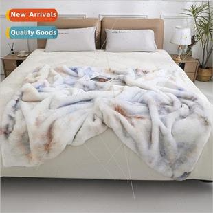 tie plush wind fur dye blanket cover double rabb Thickened
