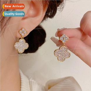 flower earrings female Delicate flash leaf super fashio four