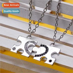 simple jigsaw puzzle Necklace diamond Korean love enc female