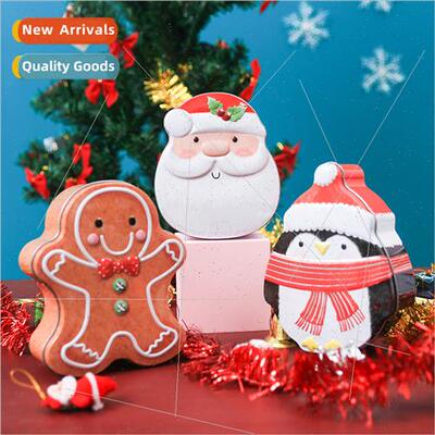 Quick seller Christmas shaped iron box gingerbread man Santa