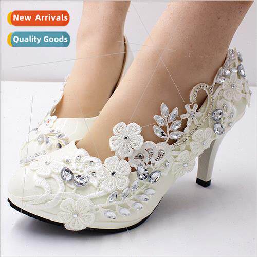 Europe high heel whe wedding shoes round head leather shoes