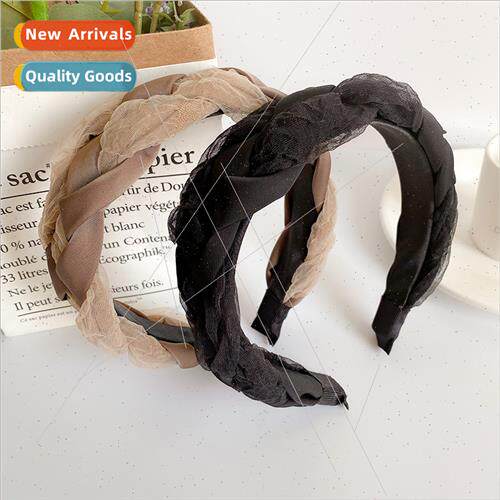 Mesh twisted braid hair band high skull top versatile out wi