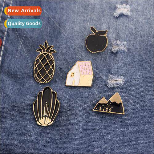Wsih family brooch set cartoon house pineapple mountain peak