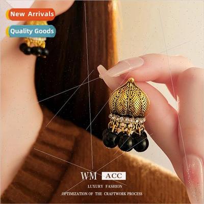 Earrings silver pin do old metal beads tassel earrings vinta