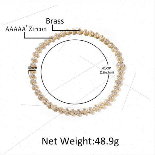 Hip Hop Beehive Tennis Chain Necklace Europe New Copper Set