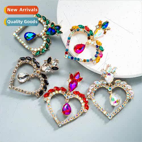 ins alloy inlaid diamond rhinestone flowers love heart-shape
