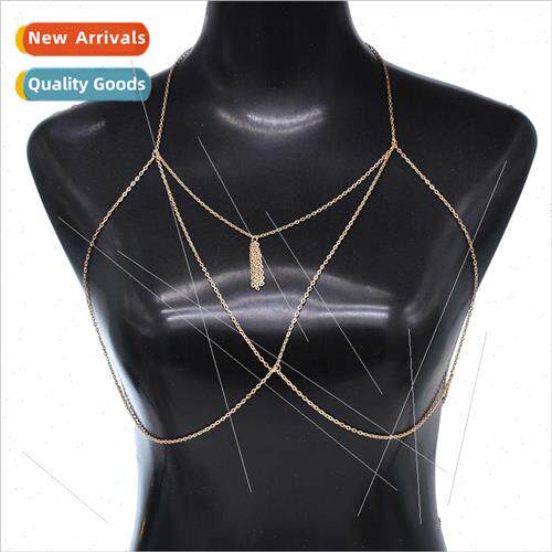 Europe new chest chain gold silver alloy bra body chain simp