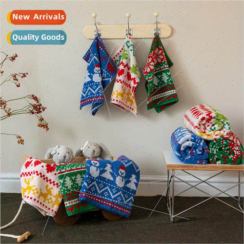 Christmas Long Staple Cotton Twistless Square Hair Bath Towe