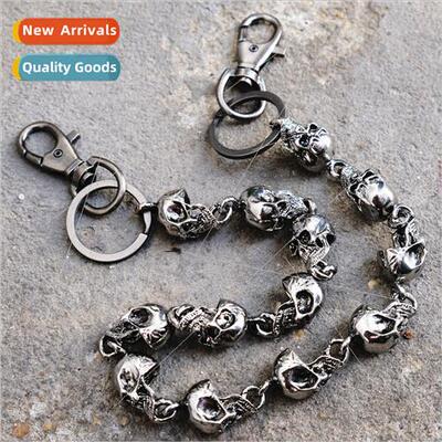 Alternative skull connection metal pants chain big ghost hea