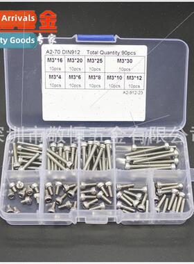 90pcs M3*4 6 8 12 16 30 304 cup head hexagon socket screws c