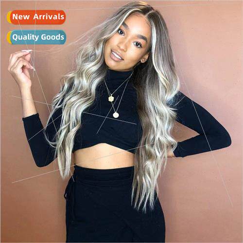 Europe wigs Fiber hair head covering Gradient coloring black
