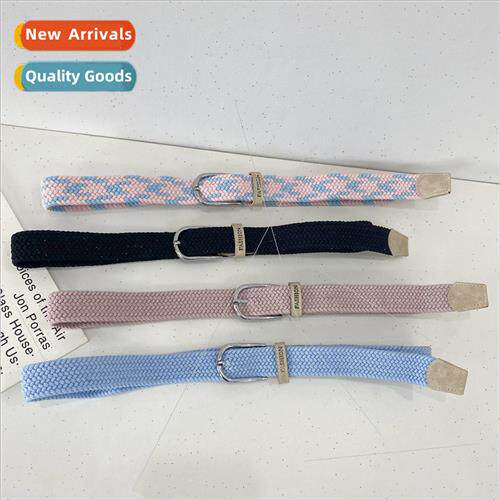 Hole-free belt women versatile jeans canvas belt woven elast