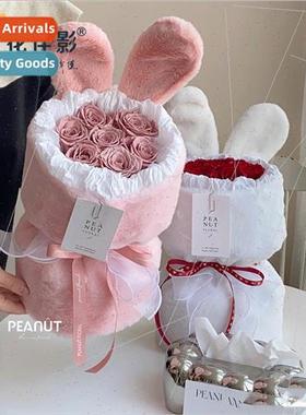 plush rabb ears cuddle bucket round bouquet packaging plush