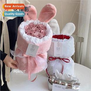 cuddle ears bucket round packaging plush bouquet rabb