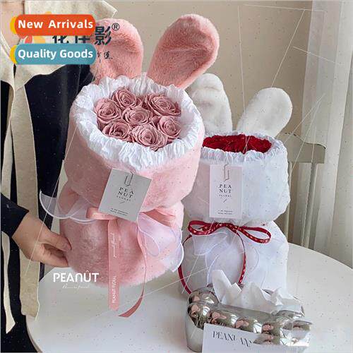 plush rabb ears cuddle bucket round bouquet packaging plush