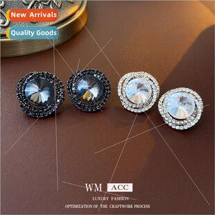 lver needle surrounded by diamond circle earrings fashion ea