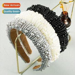 edge sponge full fashion pearls female wide band Europe hair