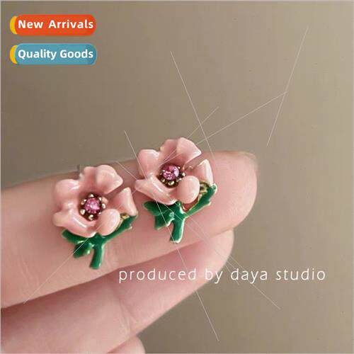 Handmade Flower Branch lhouette French Drip Glaze Flower Ear