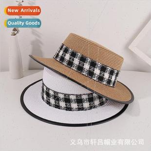 plaid straw camping lerary part outdoor retro summer new hat