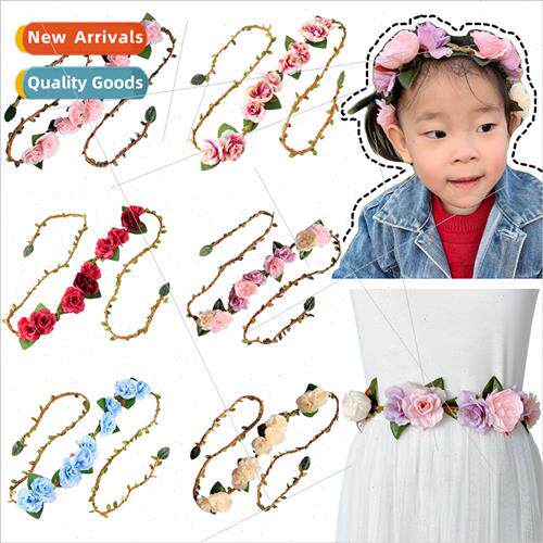 Sweet Pink Princess Rose Flower Hair Accessories Vacation Wr