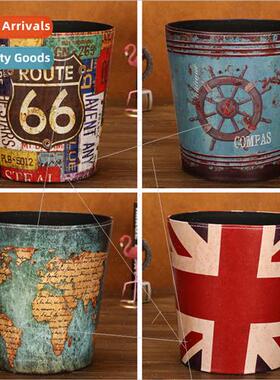 Europe leather garbage can household large Brish storage buc