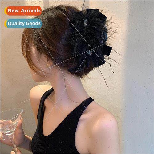 Premium Feeling Bow Feather Hair Accessories Hair Clips Back