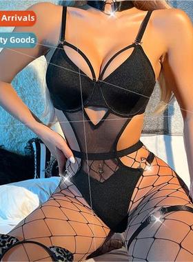 INS new body shaping floral lace backless see-through sexy e