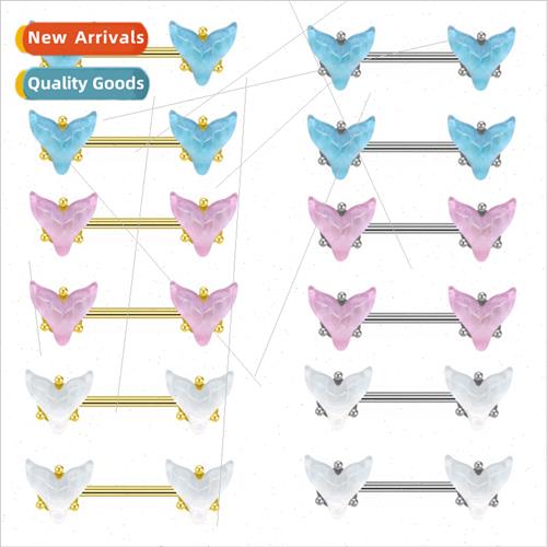 Europe simple colorful fishtail nipple ring Korean ins elega