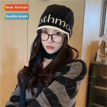 Winter warm cold cap girl letters jacquard outdoor pullover