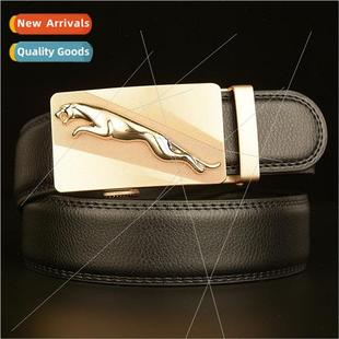 Automatic buckle cowhide brown belt men domineering gold leo