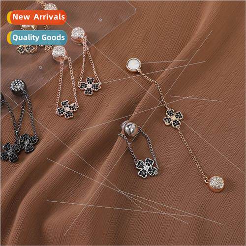 Round alloy single-side diamond chain pendant clover strong