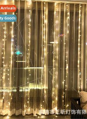 USB dual-use 300LED copper wire curtain lights string 3*3 ba