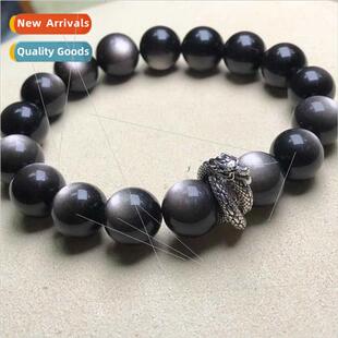 Natural obsidian bracelet domineering black warrior dragon r